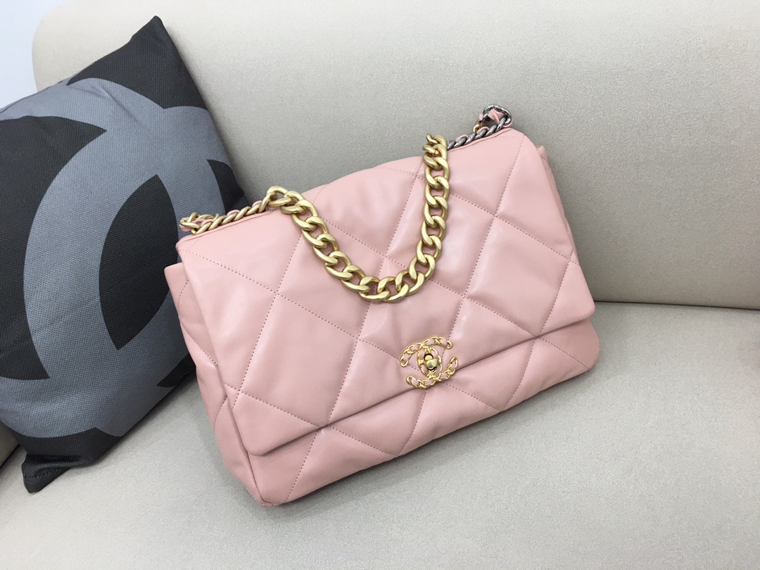 Lambskin 19 Maxi Handbag Flap Bag AS1162 Pink